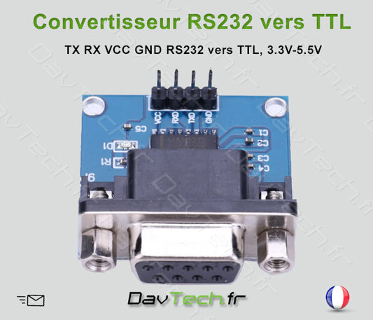 Carte Module convertisseur MAX-232 RS232 DB9 Port série Vers TTL Rx Tx