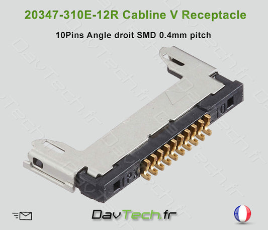 Connecteur Cabline V receptacle 20347-310E-12R 10Pins angle droit SMD 0.4pitch SATA LVDS