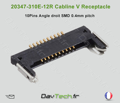 Connecteur Cabline V receptacle 20347-310E-12R 10Pins angle droit SMD 0.4pitch SATA LVDS