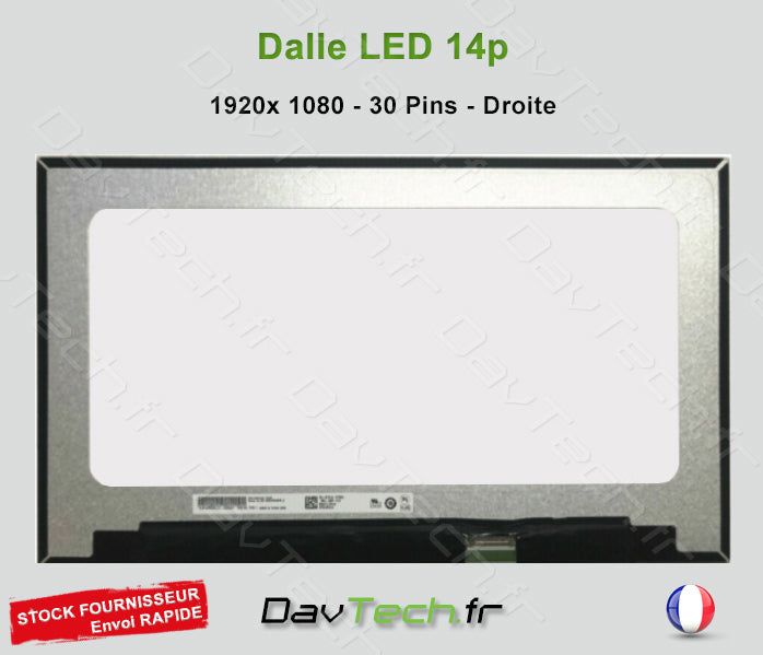 Écran Dalle LCD LED 14" - 1920 x 1080 - 30 Pins - Droite