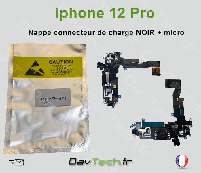 Nappe Connecteur (Noir) de charge dock pour Apple iPhone 12 Pro