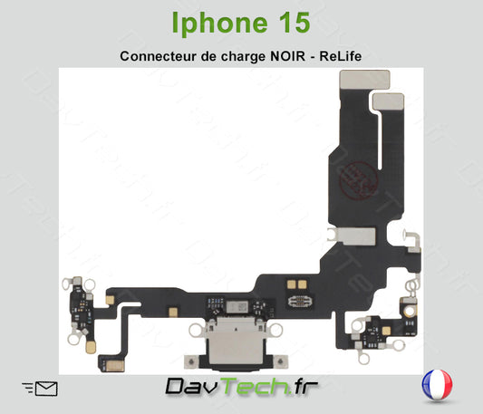 Nappe Connecteur NOIR de charge dock pour Apple iPhone 15 - Reconditionné