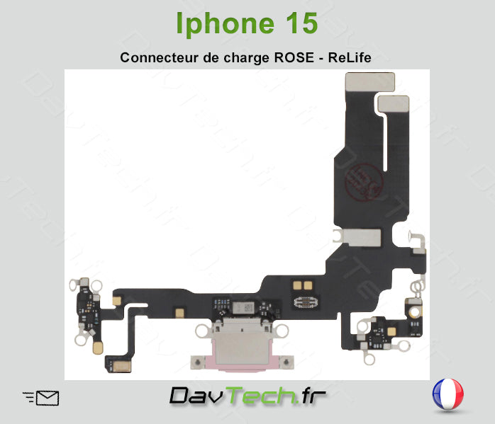 Nappe Connecteur ROSE de charge dock pour Apple iPhone 15 - Reconditionné