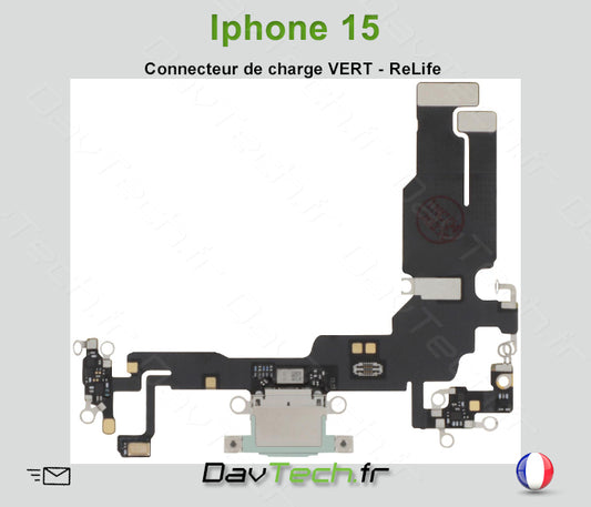 Nappe Connecteur VERT de charge dock pour Apple iPhone 15 - Reconditionné