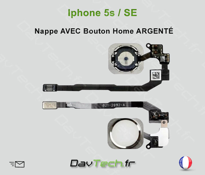 Nappe AVEC Bouton Home ARGENTÉ pour iPhone 5s / SE