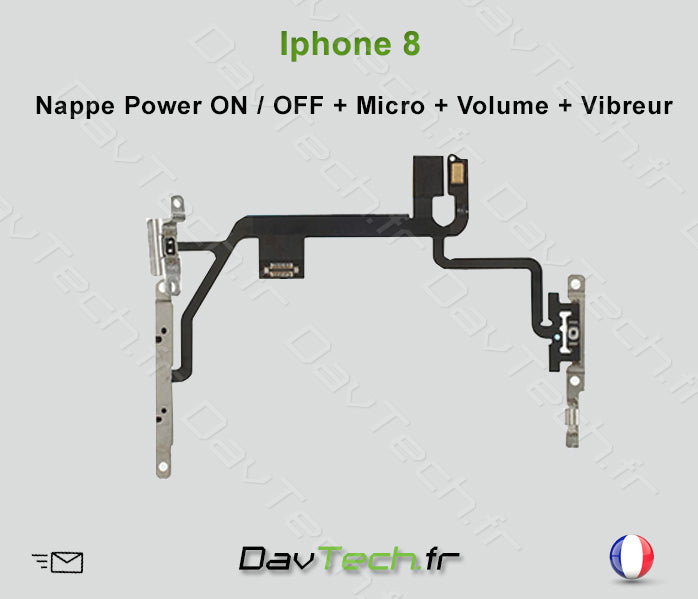 Nappe Power ON / OFF + Micro + Volume pour iPhone 8