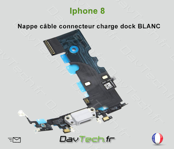 Nappe câble connecteur charge dock Blanc Grey pour iPhone 8