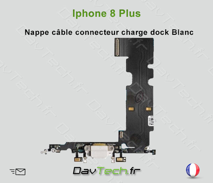 Nappe câble connecteur charge dock Blanc Grey pour iPhone 8+