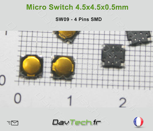 Micro switch 4.5x4.5x0.5mm 4 pins SMD bouton poussoir push