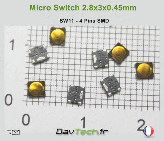 Micro switch 2.8x3x0.45mm 4 pins SMD bouton poussoir push