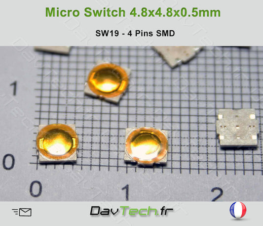 Micro switch 4.8x4.8x0.5mm 4 pins SMD bouton poussoir push