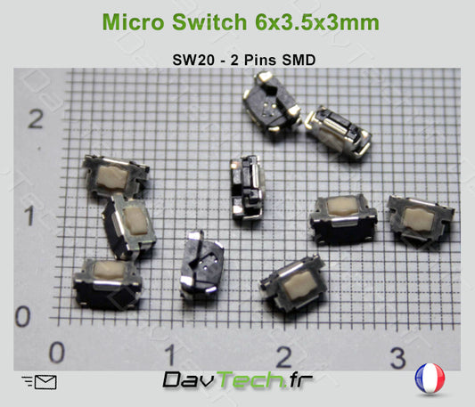 Micro switch 3.5x6x3mm 2 pins SMD bouton poussoir push