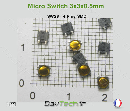 Micro switch 3x3x0.5mm 4 pins SMD bouton poussoir push