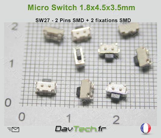 Micro switch 1.8x4.5x3.5mm 4 pins SMD bouton poussoir push