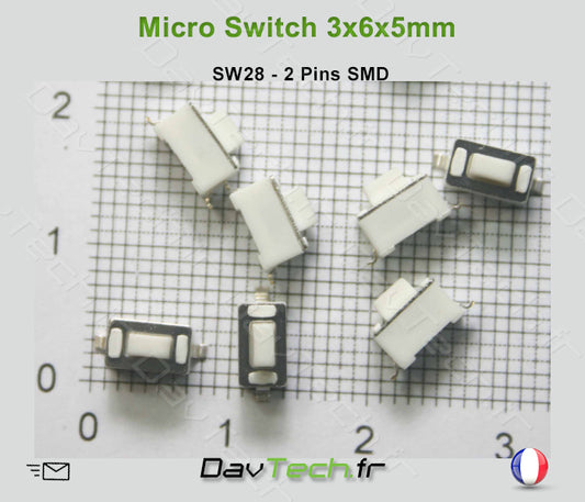 Micro switch 3x6x5mm 2 pins SMD bouton poussoir push