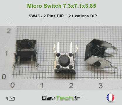 Micro switch 7.3x7.1x3.85mm 4 pins DiP bouton poussoir push