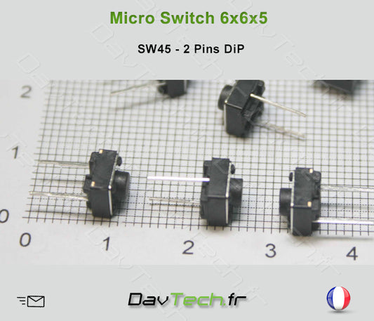 Micro switch 6x6x5mm 2 pins DiP bouton poussoir push