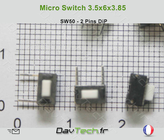 Micro switch 3.5x6x3.85mm 2 pins DiP bouton poussoir push