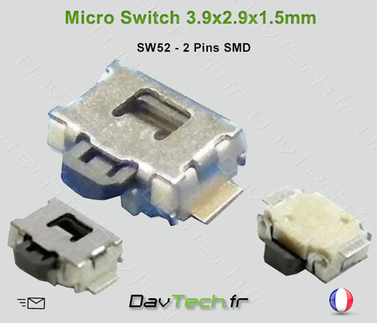 Micro switch 3.9x2.9x1.5mm 2 pins SMD bouton poussoir push Microsoft Surface..autres