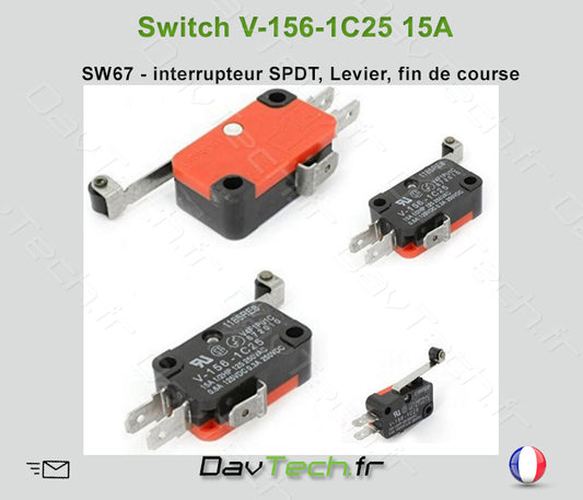 Switch à levier, frein de course à 3 pins SPDT bouton poussoir push