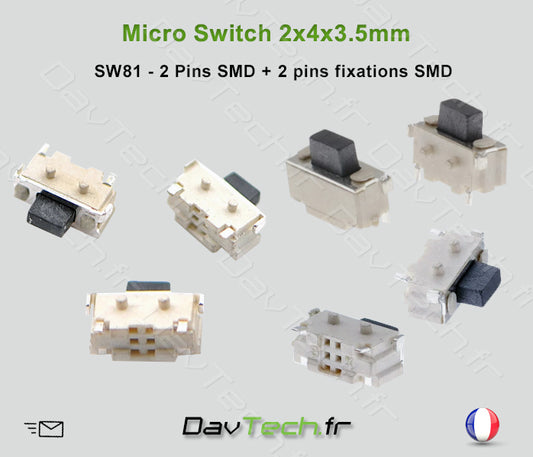 Micro switch 2x4x3.5mm 4 pins SMD bouton poussoir push button interrupteur