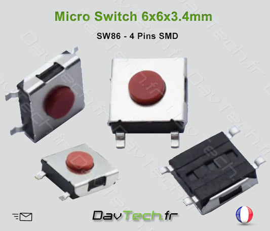 Micro switch 6x6x3.4mm 42 pins SMD bouton poussoir push button interrupteur