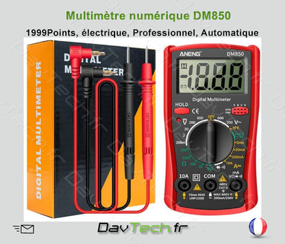 Multimètre numérique DM850 ROUGE , 1999 Points, électrique, Professionnel, Automatique, testeur de Tension AC/DC