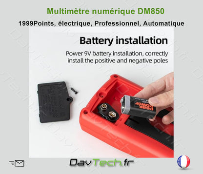 Multimètre numérique DM850 ROUGE , 1999 Points, électrique, Professionnel, Automatique, testeur de Tension AC/DC