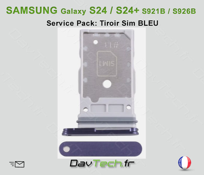 Tiroir Sim BLEU Galaxy S24/S24+ (S921B/S926B) Service Pack