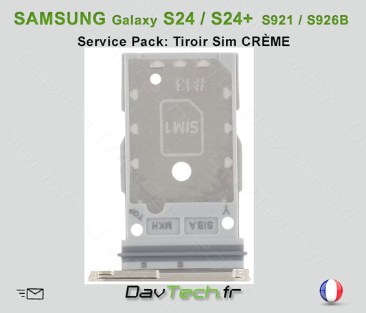 Tiroir Sim CRÈME Galaxy S24/S24+ (S921B/S926B) Service Pack