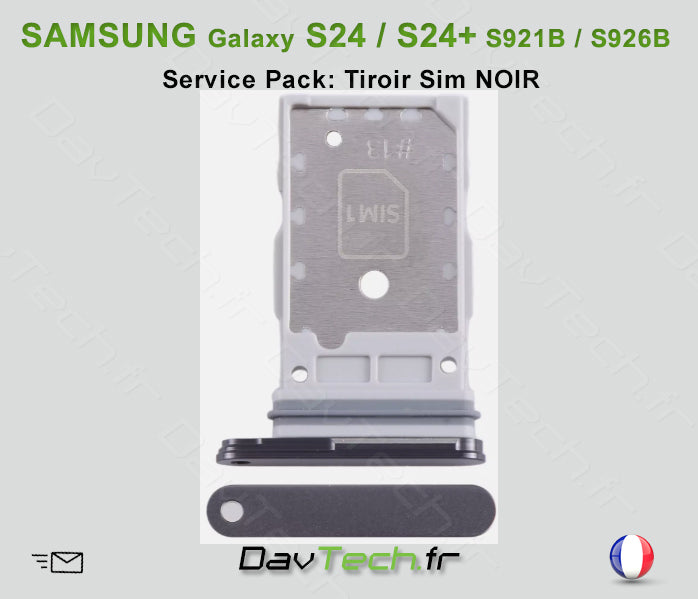 Tiroir Sim Noir Galaxy S24/S24+ (S921B/S926B) Service Pack