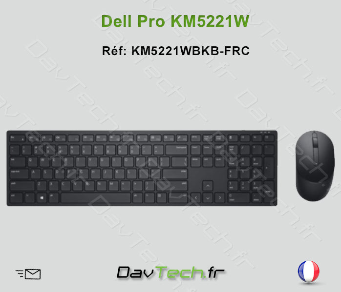 Combo Clavier Souris Dell Pro KM5221W- Stock Fournisseur Français