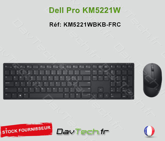 Combo Clavier Souris Dell Pro KM5221W- Stock Fournisseur Français