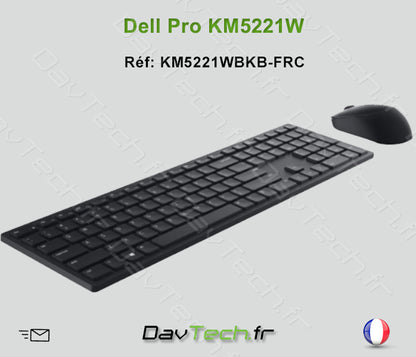 Combo Clavier Souris Dell Pro KM5221W- Stock Fournisseur Français