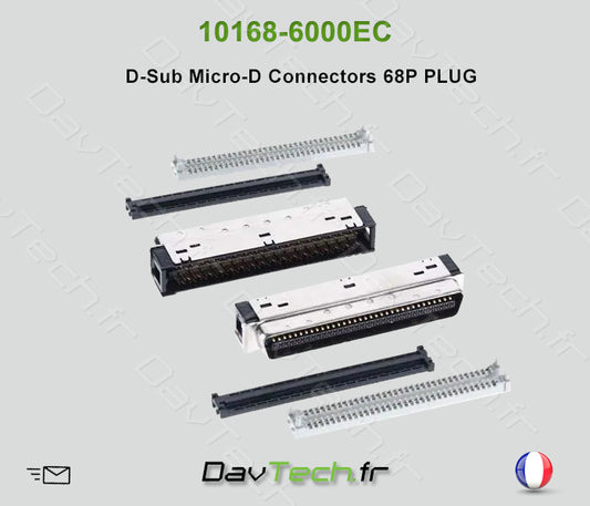 10168-6000EC - D-Sub Micro-D Connectors 68P PLUG SHIELDED IDC WIREMOUNT