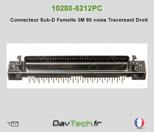 10280-6212 PC Connecteur Sub-D Femelle 3M 80 voies Traversant Droit