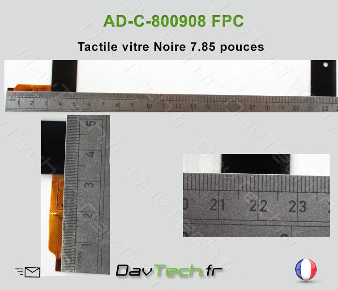 Vitre Noire Écran Tactile 7.85" AD-C-800908FPC