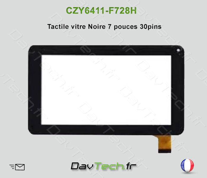 Vitre Noire Écran Tactile 7" CZY6411A01-FPC